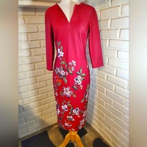 Red floral stretchy dress